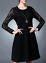 Black Paneled A-line Elegant Midi Dress